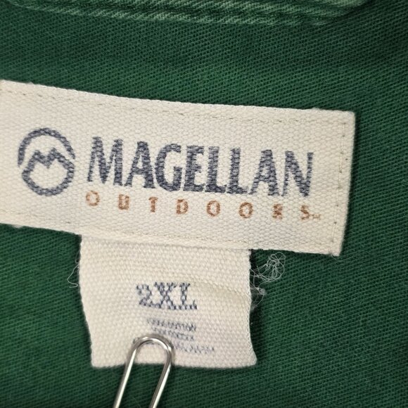 Mens Magellan Outdoors Green Shirt Button Up Short Sleeve 100% Cotton Size 2XL - Picture 2 of 6